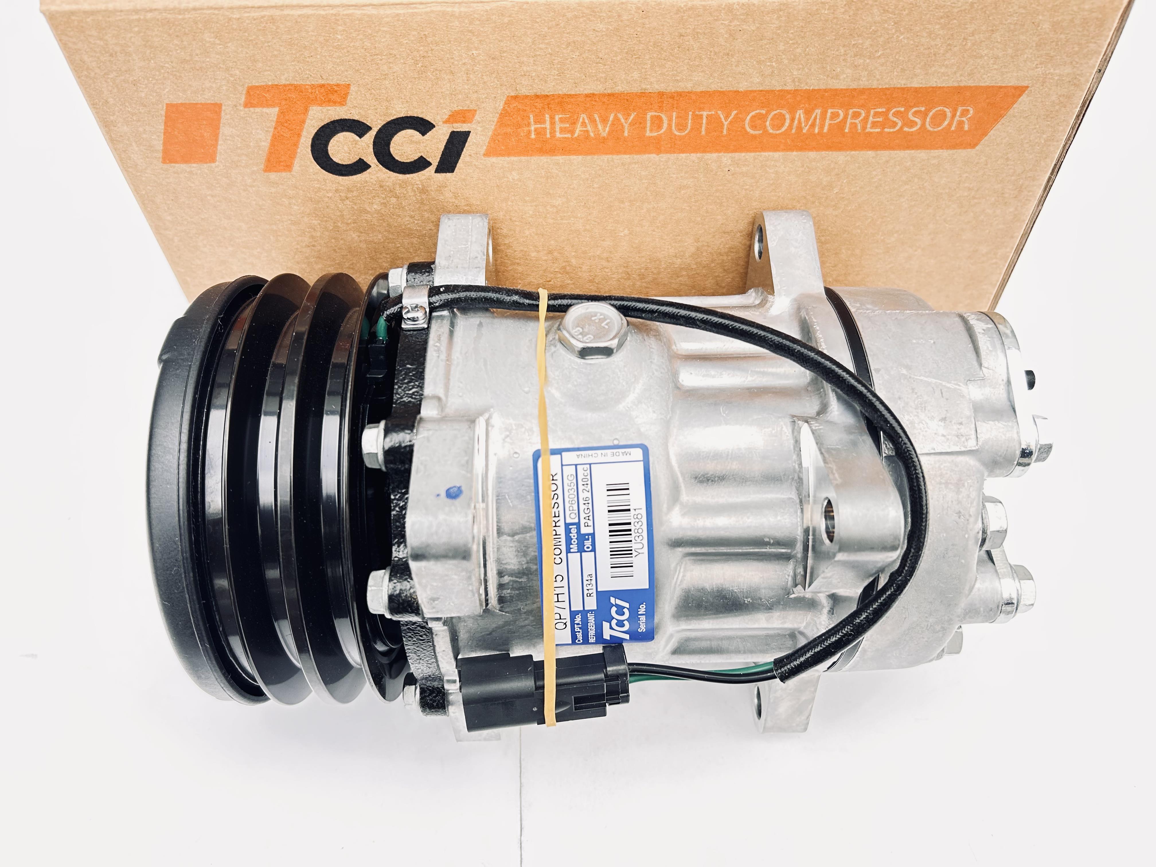 Компрессор TCCi QP7H15, 24В, A2/132 мм, вход/выход-горизонтальный PAD